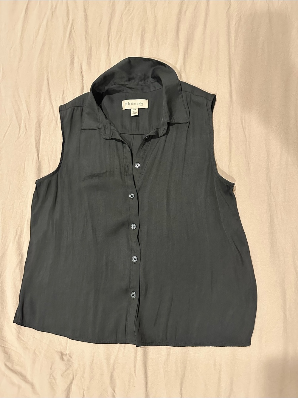Philosophy Sleeveless Button-Front Black Top